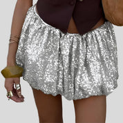 FIF Silver Sequin Balloon Skirt