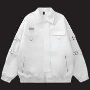SPP Black-White Strap Leather Jacket