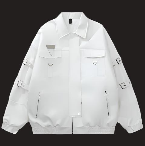 SPP Black-White Strap Leather Jacket