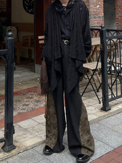 High-Waist Textured Flared Pants