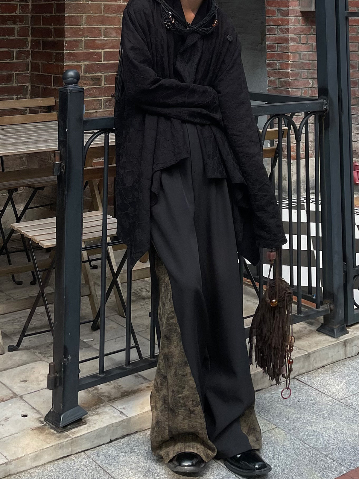 High-Waist Textured Flared Pants