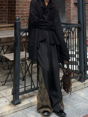 High-Waist Textured Flared Pants
