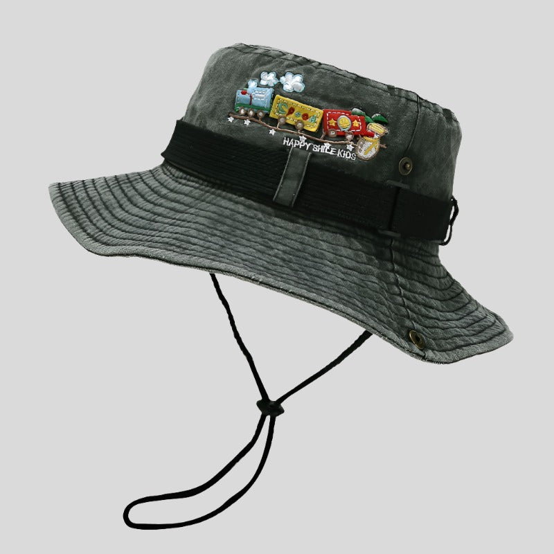 Train-Embroidered Bucket Hat