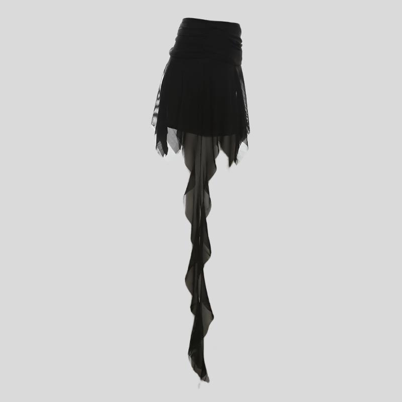 D Black Mini Skirt with Slits