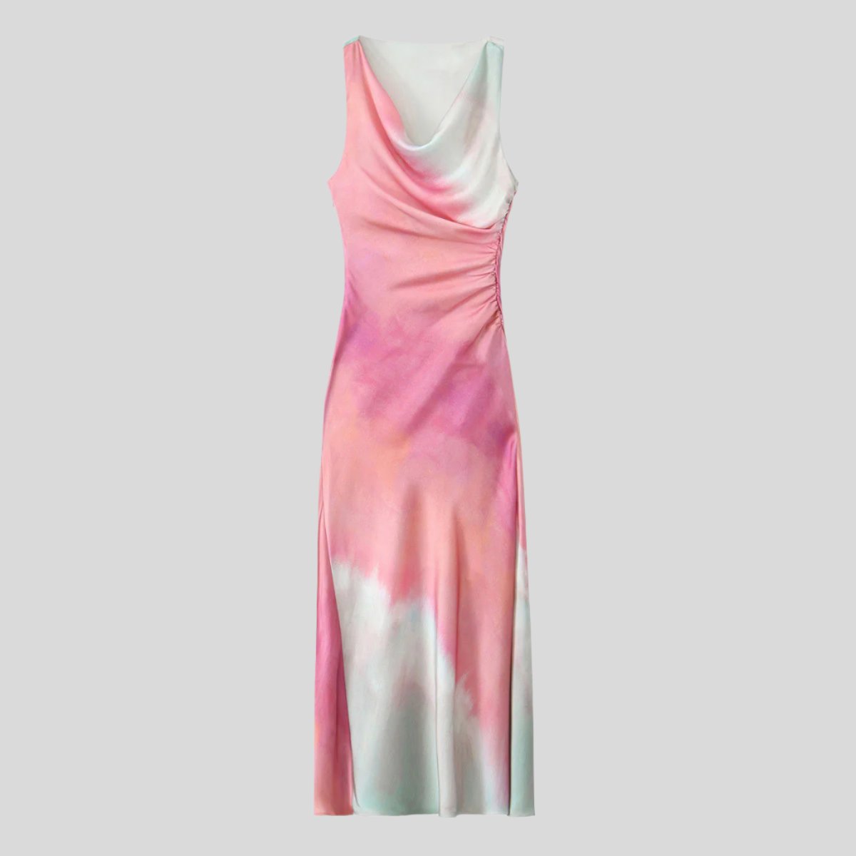 Multicolor Midi Satin Dress