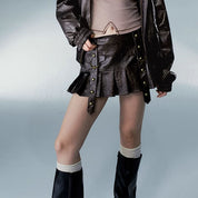 Belted Leather Mini Skirt