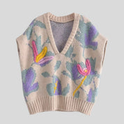 Wool Vest with Floral Weave