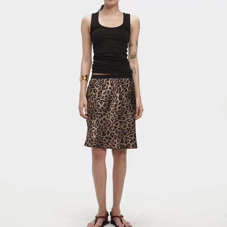 R Midi Leopard Skirt