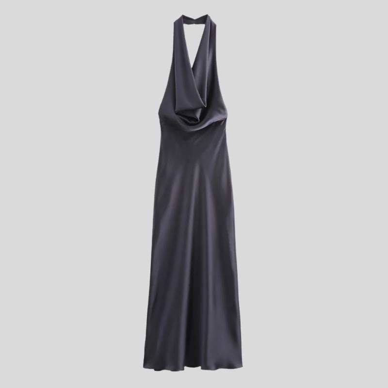Classic Black Satin Dress