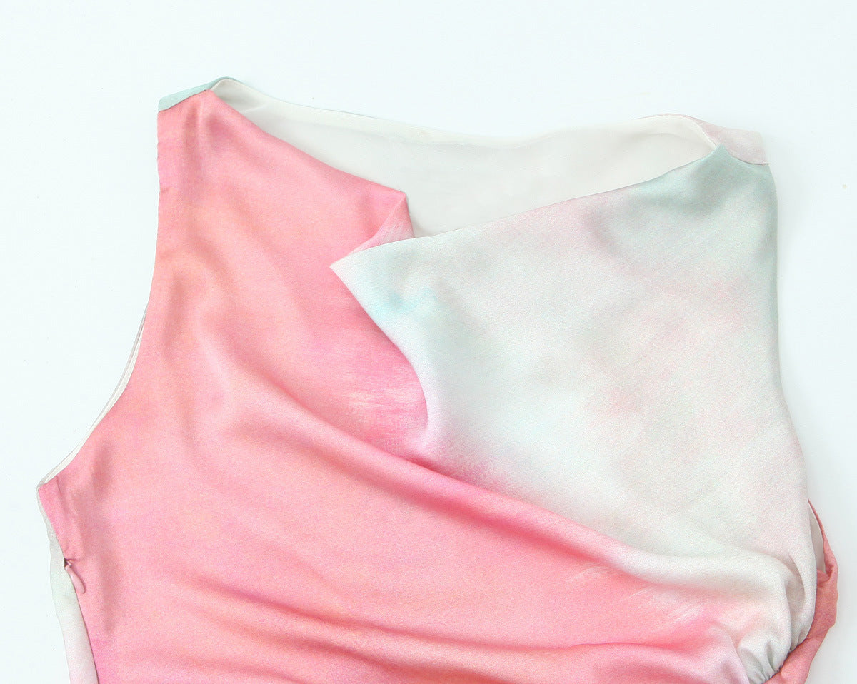 Multicolor Midi Satin Dress