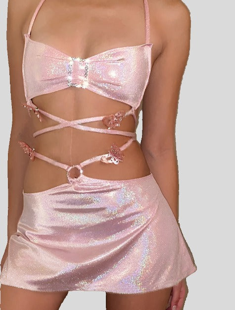 Pink Festival Mini Skirt & Top Set