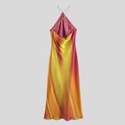 Flowers Multicolor Satin Dress