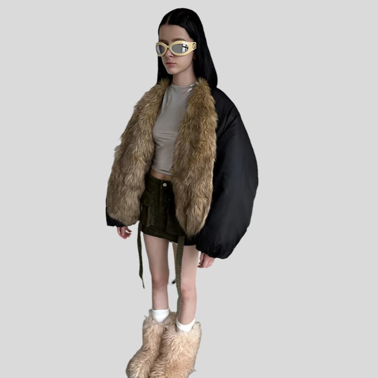 Down Coat with Fur Trim