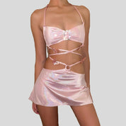 Pink Festival Mini Skirt & Top Set