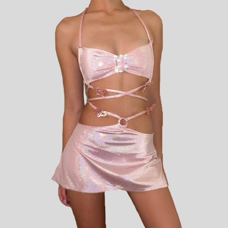 Pink Festival Mini Skirt & Top Set