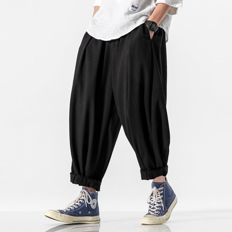 Wide-Leg Elegant Cotton Trousers