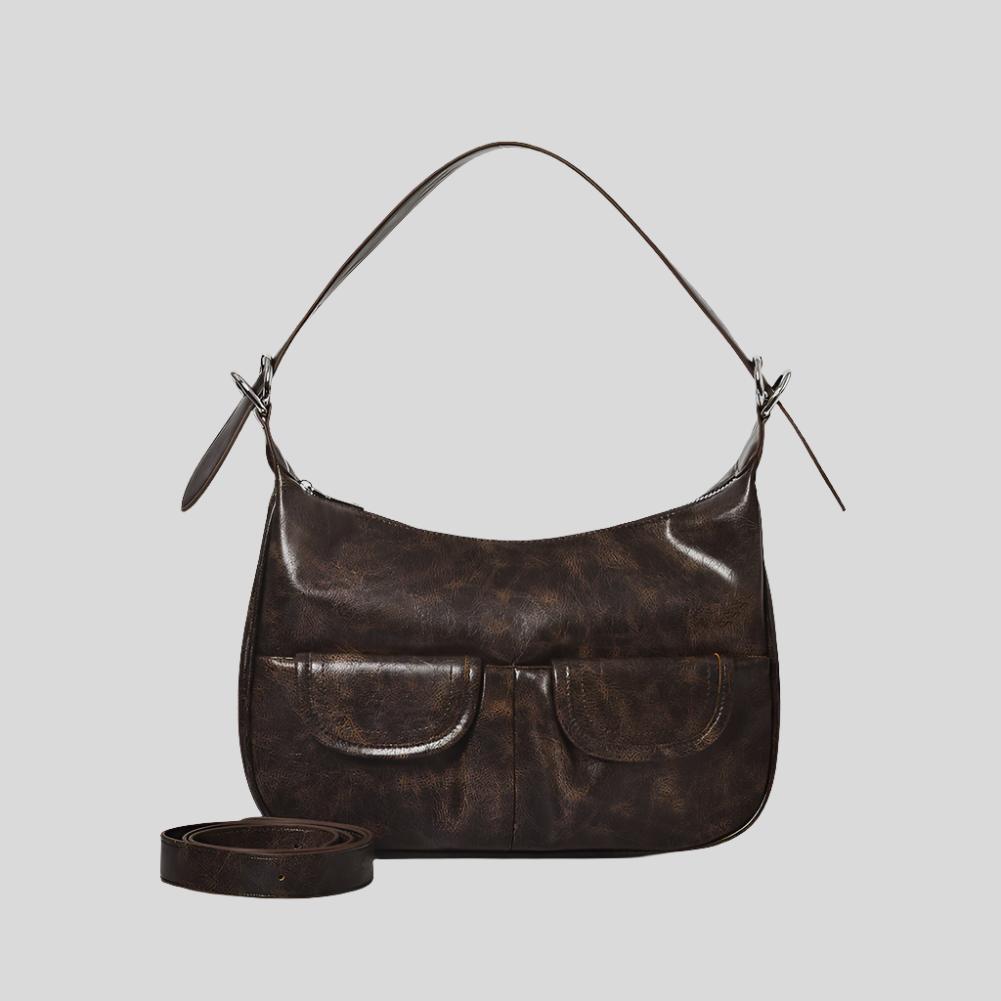 POPO Brown Leather Crossbody Bag