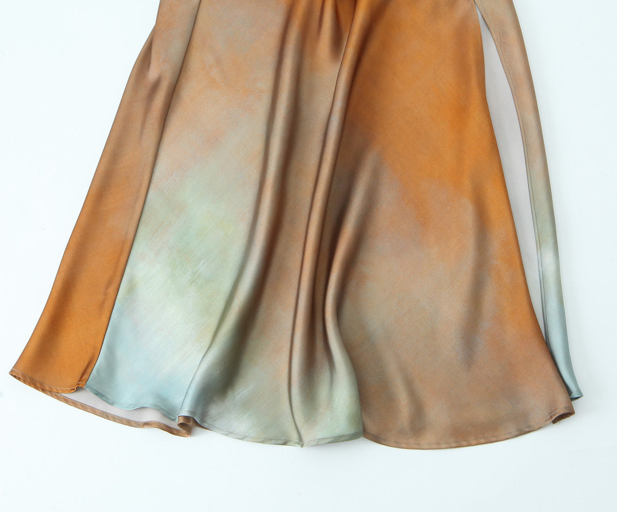 Multicolor Midi Satin Dress