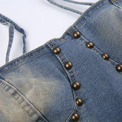 PIT Studded Tie Denim Tank