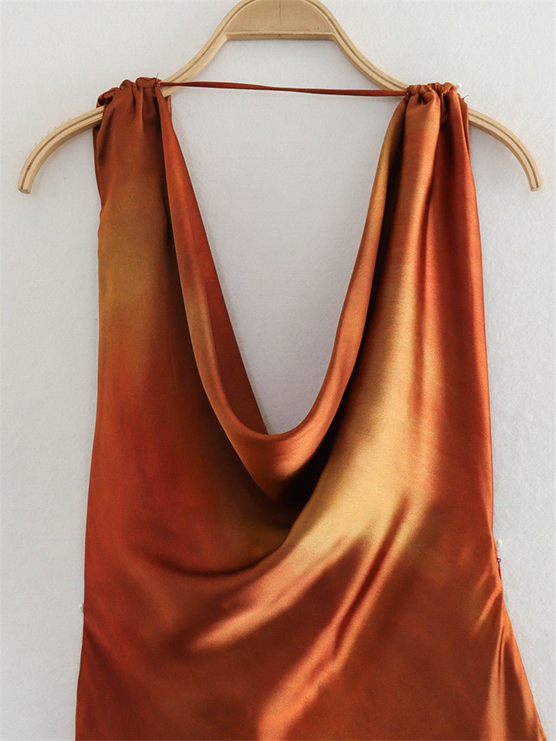 LOR שמלה מבד סטן כתומה - Nomadic Enigma