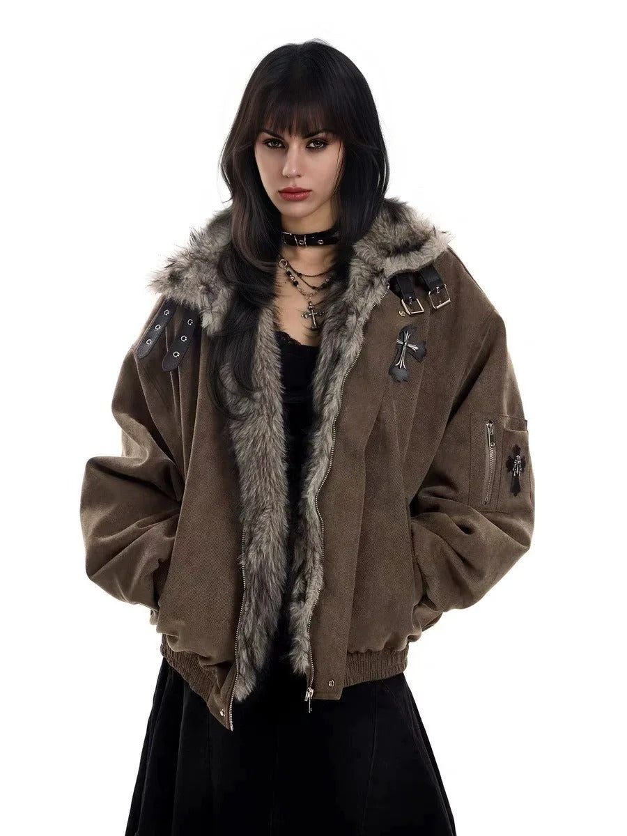 Fleece-Lined Cotton Winter Coat